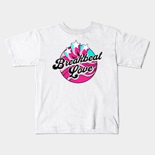 BREAKBEAT  - Love Waves Stars (Black/Pink/Blue) Kids T-Shirt